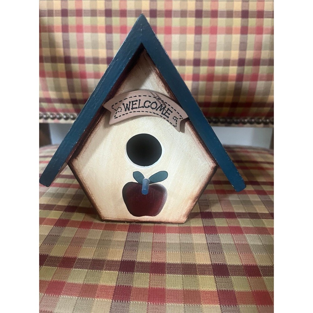 Vintage Wooden Hand Painted Apple Motif Bird House